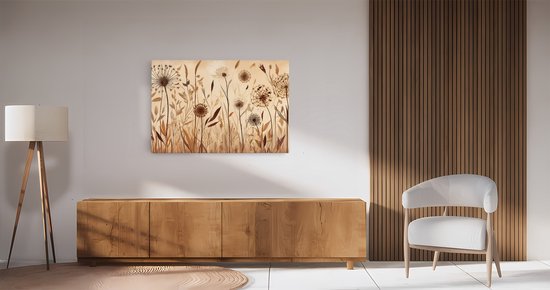 Saammp Canvas Schilderij - Vintage Bloemen - Natuur -Abstract - 70x50 - Foto op canvas - Wanddecoratie - Muurdecoratie Woonkamer - Kantoor Decoratie