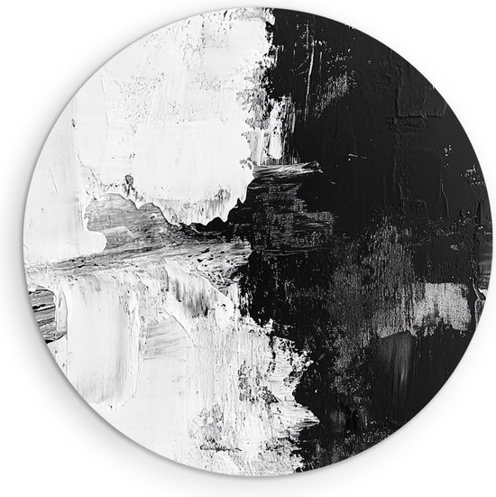 Saammp Forex Wall Circle - Wit Zwart - Abstrait - Ø 80 - Cercle Mural - Décoration murale Cercle - Décoration murale Murale Salon - Décoration Chambre - Peinture Ronde
