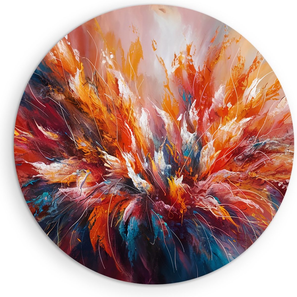 Saammp Forex Muurcirkel - explosie van verf - Abstract - Ø 60 - Wandcirkel - Wanddecoratie Cirkel - Muurdecoratie Woonkamer - Slaapkamer decoratie - Rond Schilderij