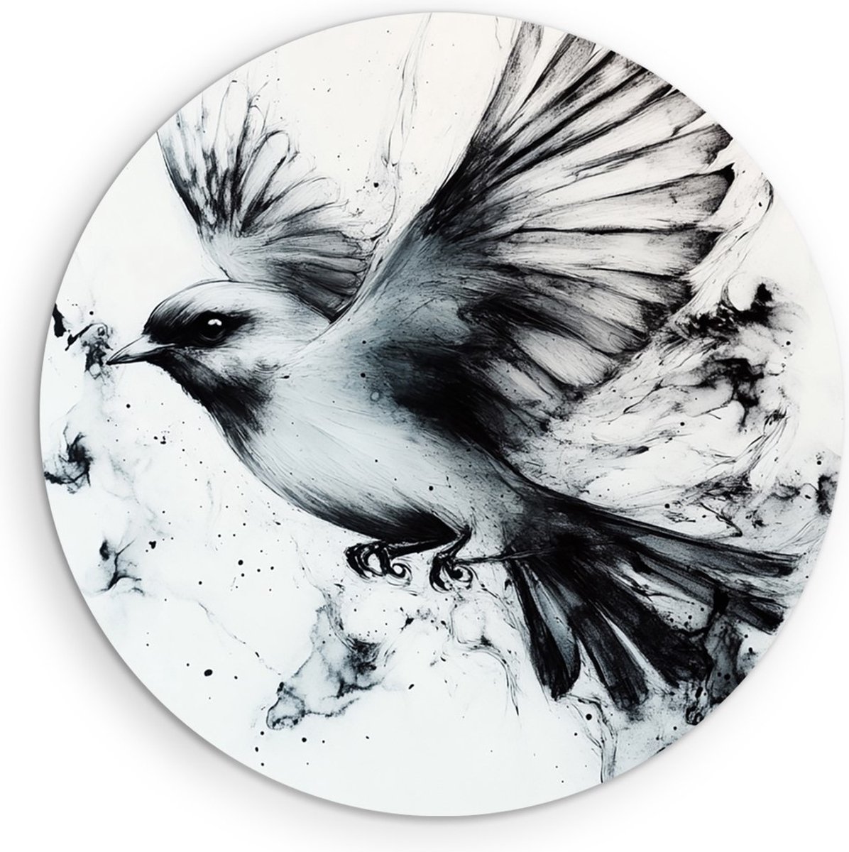 Saammp Forex Muurcirkel - Abstracte vogel - Natuur - Dieren - Ø 90 - Wandcirkel - Wanddecoratie Cirkel - Muurdecoratie Woonkamer - Slaapkamer decoratie - Rond Schilderij