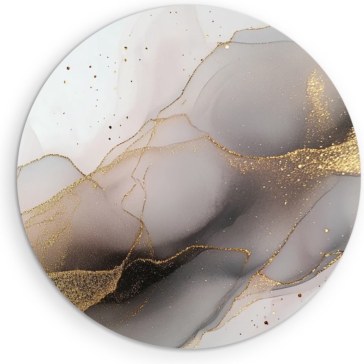 Saammp Forex Muurcirkel - Marmer - Grijs - Abstract kunstwerk - Ø 80 - Wandcirkel - Wanddecoratie Cirkel - Muurdecoratie Woonkamer - Slaapkamer decoratie - Rond Schilderij