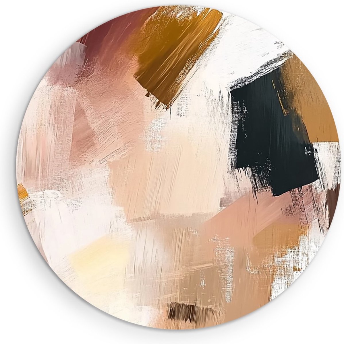 Saammp Muurcirkel Hout - Gestreept patroon - Abstract kunstwerk - Ø 80 - Wandcirkel - Wanddecoratie Cirkel - Muurdecoratie Woonkamer - Slaapkamer decoratie - Rond Schilderij