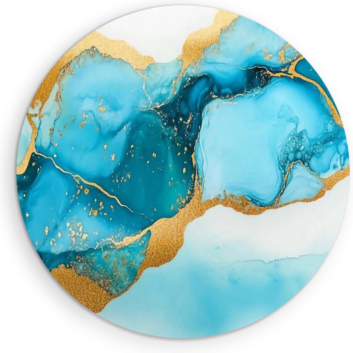 Saammp Forex Muurcirkel - Blauw marmer - Abstract kunstwerk - Ø 40 - Wandcirkel - Wanddecoratie Cirkel - Muurdecoratie Woonkamer - Slaapkamer decoratie - Rond Schilderij