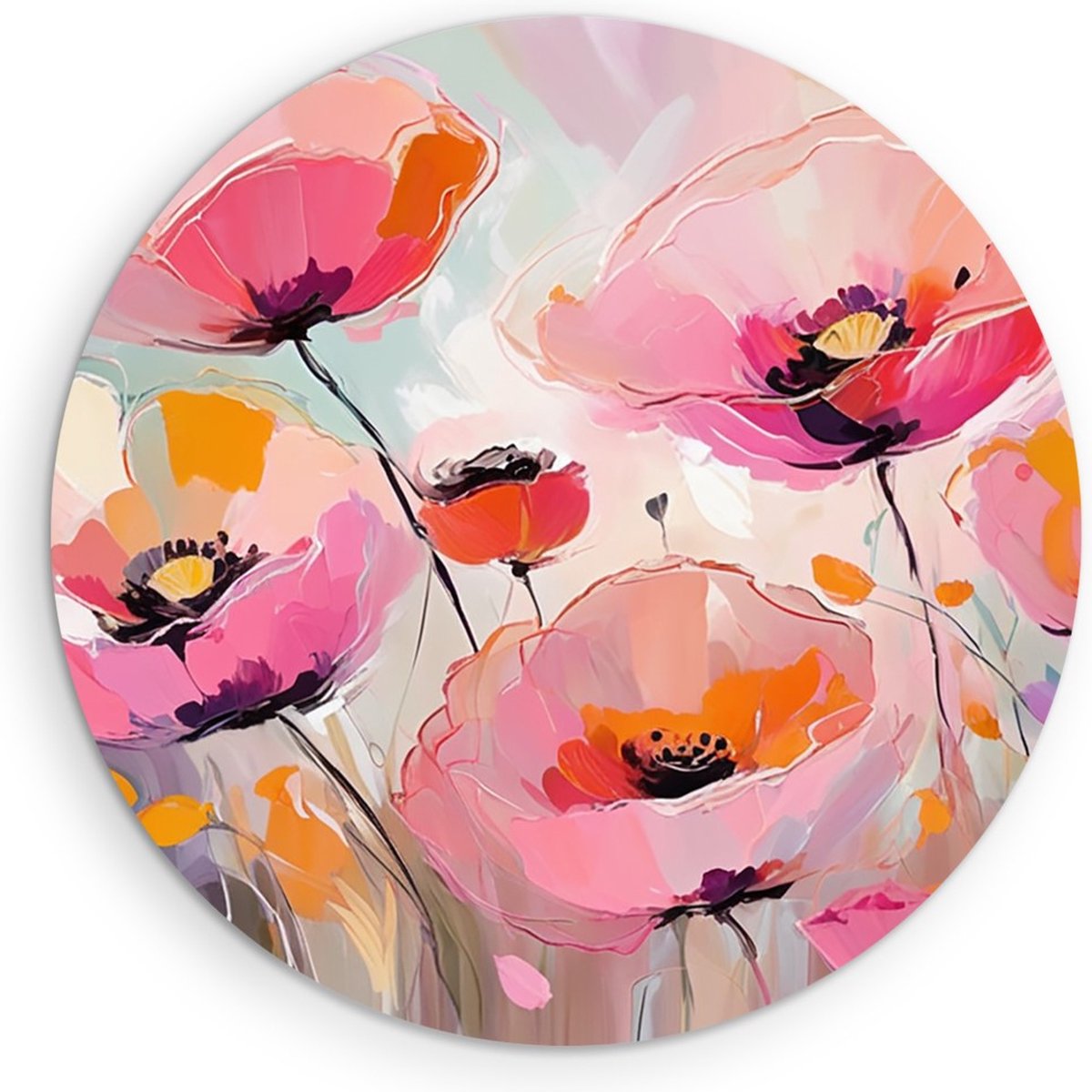 Saammp Forex Muurcirkel - Roze - Bloemen - Abstract - Ø 40 - Wandcirkel - Wanddecoratie Cirkel - Muurdecoratie Woonkamer - Kantoor Decoratie