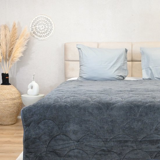 HappyBed Zomerdekbed 240x200 - Lits Jumeaux - Wasbaar dekbed zonder overtrek - Bedrukt dekbed zonder hoes - Hoesloos Dekbed met Print - Microvezel - Black