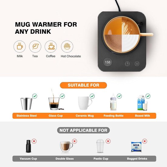 Koffieverwarmer Voor Op Het Bureau, Automatische Uitschakeling Koffieverwarmer Voor Op Het Bureau, Automatische Uitschakeling
