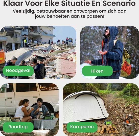 NaturaNex Noodradio Solar Opwindbaar Radio - Powerbank 4000mAh Zonneenergie - Ingebouwde Kabels - Dynamo / Zonnepaneel - Noodpakket - Zaklamp Opwindbaar - Survival Kit - FM - AM