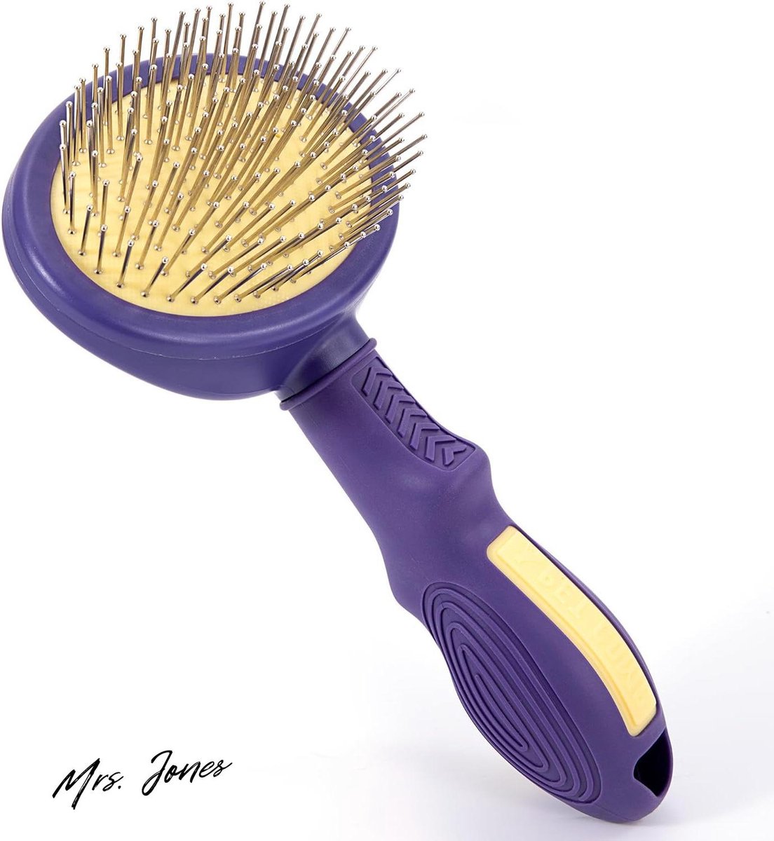 Mrs. Jones Hondenborstel zachte ondervachtborstel voor honden en katten geschikt voor kort tot lang haar met afgeronde metalen tanden .