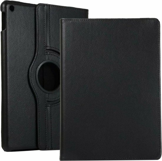 Hoozey - Housse de tablette adaptée à Apple iPad 10.2 2019 / 2020 / 2021 - Fonction Auto/Réveil - Book Case Cover Rotatif - Zwart