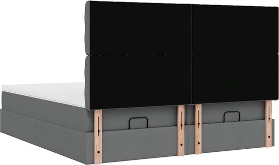 vidaXL Lit ottoman avec matelas et lumières LED, 200 x 200 cm, tissu, gris foncé