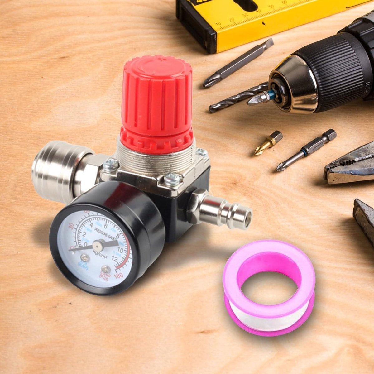 Perslucht Drukschakelaar Regelaar 3 Gaten Manometer 175 PSI EU Standaard Luchtcompressor . – foto 2