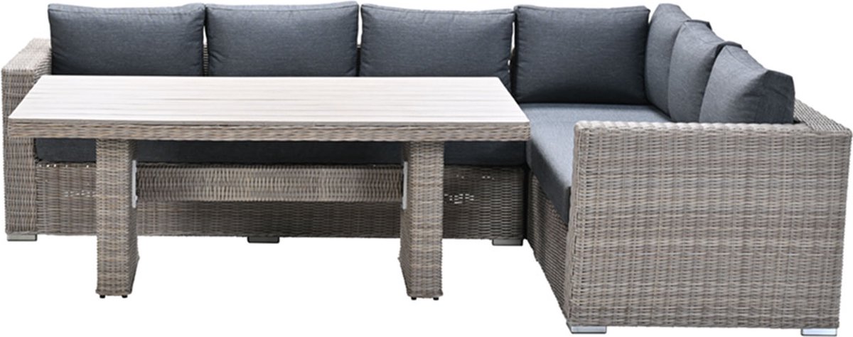 Garden Impressions Tennessee lounge dining set rechts 3-delig vintage willow - texfiber