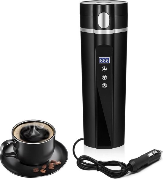 Elektrische waterkoker voor op reis, 400 ml, kleine elektrische waterkoker van roestvrij staal, 3-in-1, elektrische verwarmingsbeker, snel koken en automatische uitschakeling voor thee, melk, koffie