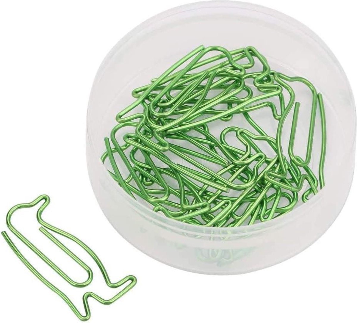 Metalen grote decoratieve paperclips voor school en kantoor - pinguïnvorm groen - 20 stuks .