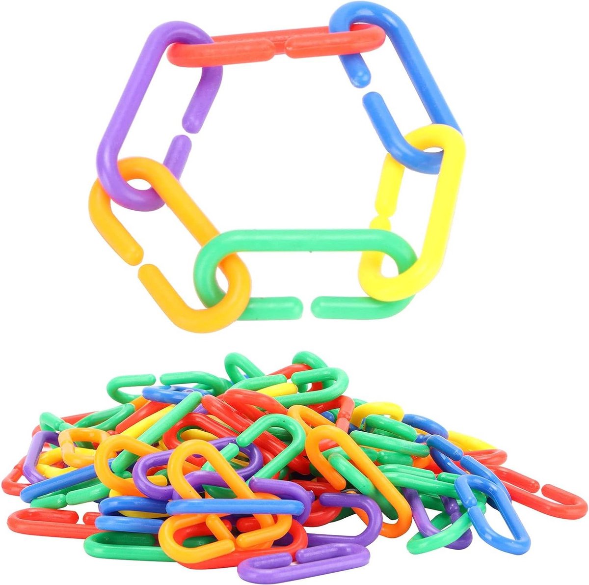 Image of 100 Stuks Plastic Ketting Vogel Ttoy - Schakels C-clips Haken - Kooi Speelgoed Papegaai - Goedkoop .