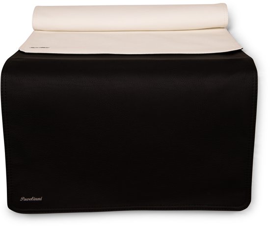 Pavelinni - Chemin de table - Eco-cuir - Double face - Antitache - 45x120cm - Lily/Nuit (V01/N11) brod:pav