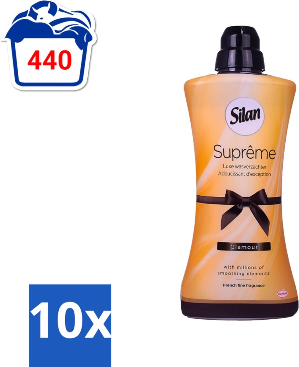 10 x Silan Suprême - Wasverzachter - Glamour - 44 Wasbeurten - 1.2L - Voordeelverpakking - 10 stuks