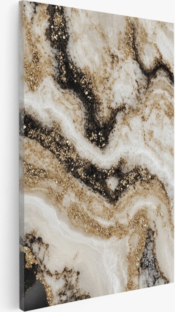 Saammp Canvas Schilderij - Zandsteen marmer - Abstract - 60x90 - Foto op canvas - Wanddecoratie - Muurdecoratie Woonkamer - Slaapkamer decoratie - Canvas Print Multicolor