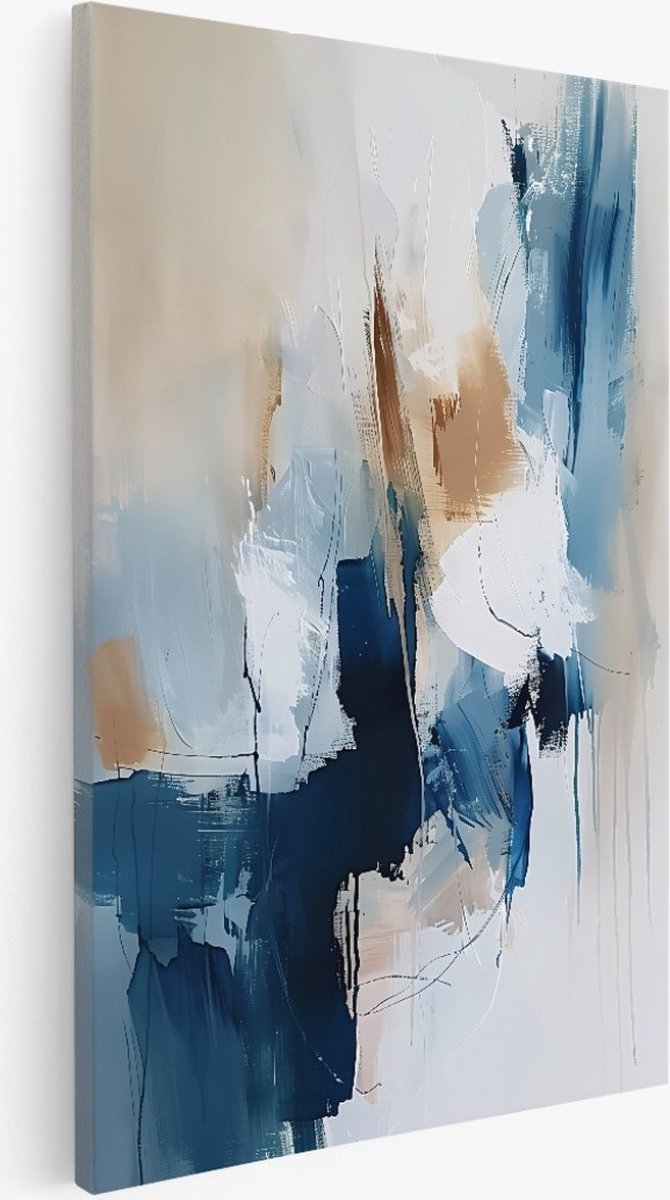 Saammp Canvas Schilderij - Abstract - Kunst - Penseelvegen - 80x120 - Foto op canvas - Wanddecoratie - Muurdecoratie Woonkamer - Slaapkamer decoratie - Canvas Print Multicolor
