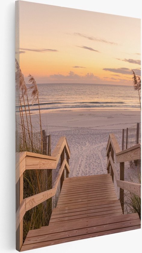 Saammp - Peinture sur toile - Chemin vers la mer entre les herbes de plage - Plage - 40x50 - Photo sur toile - Décoration murale - Décoration murale Salon - Décoration chambre - Impression sur toile