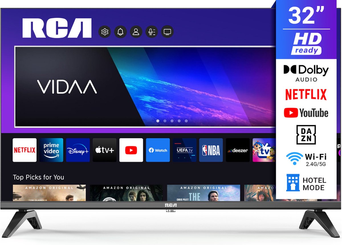 RCA HD VIDAA Smart TV | 32 inch/81 cm | HDMI x3, USB x2, CI+ | In Eindhoven geassembleerd | VRS32HQ1 - RCA - €119,99