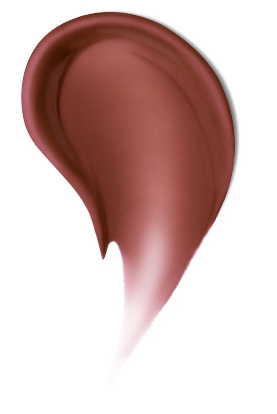 Een veeg van bruin getinte lippenstift met een matte finish.