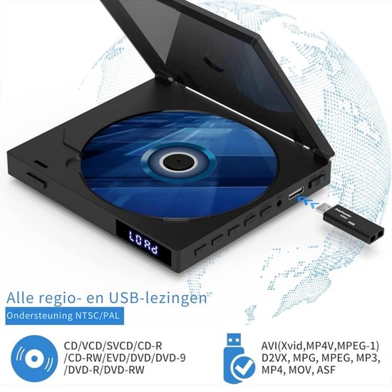 DVD Speler met HDMI - Externe DVD Speler - Blu Ray Spelers - Portable - Zwart — afbeelding 4