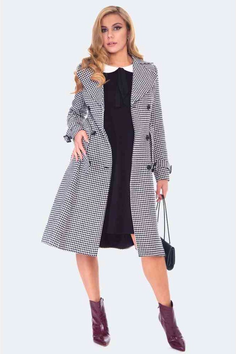 Voodoo Vixen - Houndstooth Trench Jas - M - Multicolours