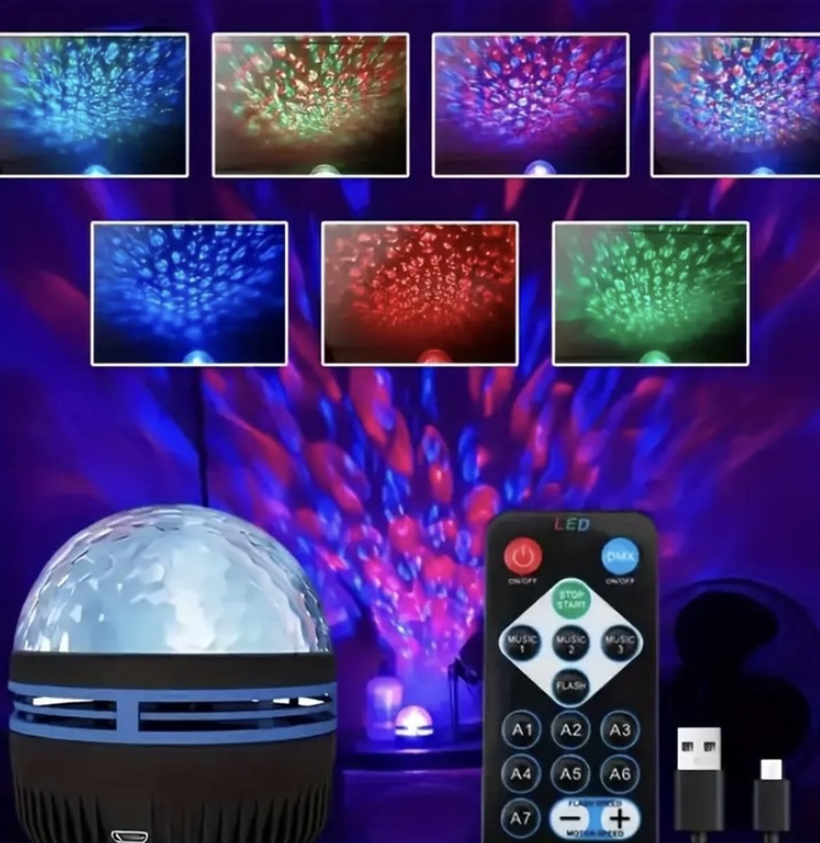 Northern Lights Projector - Noorderlicht Projector - lichtLamp - Crystal Lamp - sterren hemel- ster projector - Water Ripple Light - Ocean Projector - Kristal - Aurora - Sterren Projector – foto 8