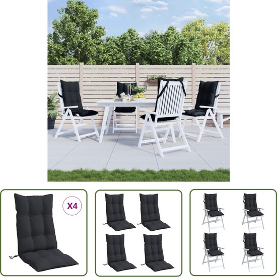 vidaXL Stoelkussens 4 st hoge rug oxford stof antracietkleurig