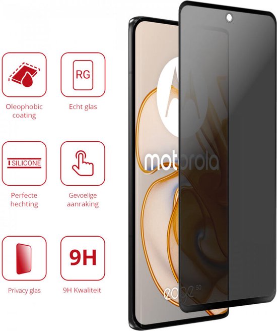 Rosso Privacy Screen Protector Geschikt voor de Motorola Edge 50 - 9H Gehard Glas - Case Friendly Tempered Glass - Eenvoudige Installatie