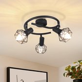 Dehobo Led Deckenstrahler 3 Flammig Rund Schwarz 350° - Spotleuchte GU10 Schwenkbar - Deckenlampe Spots Led Vintage Deckenspot für Wohnzimmer Schlafzimmer Küche - Nein GU10 Leuchtmittel