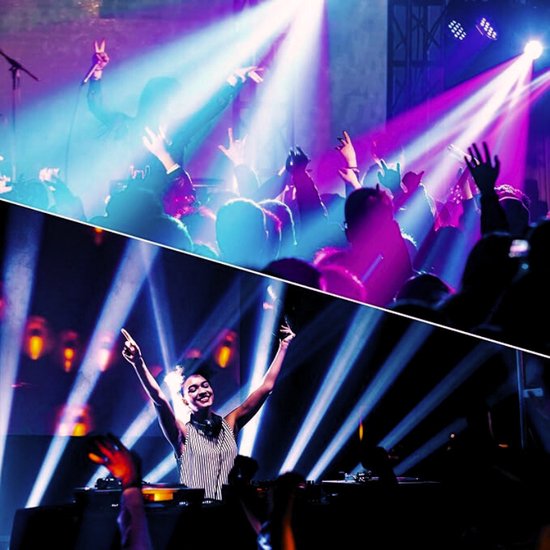 Mini 60W Beam Moving Head Podiumlamp, RGBW LED Partylicht DMX512 met spraakbediening, professionele verlichtingsinstallatie voor podiumverlichting, disco, DJ, bar, kerst