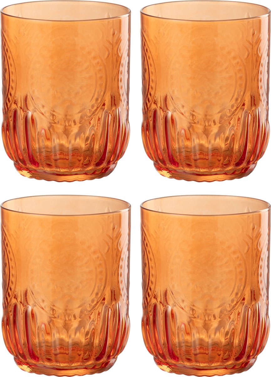 J-Line drinkglas Maya - glas - oranje - giftbox van 4