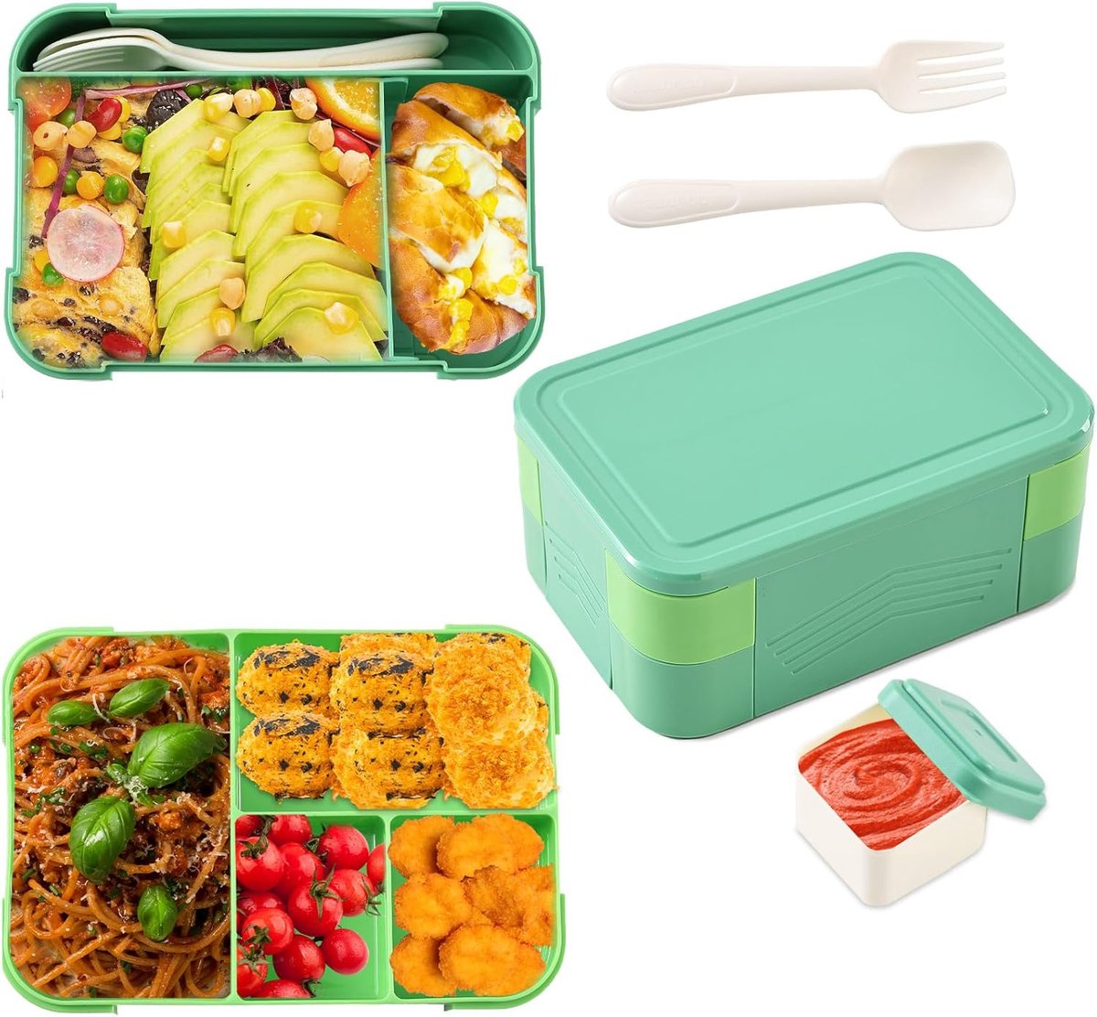 Goodivery ® Luxe Meal Prep Lunchbox met Vakken en Bestek voor Iedereen