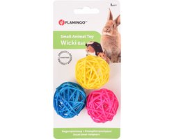 Flamingo Knaagdierspeelgoed Wicki Balls - Speelgoed - Ø3.5 cm Blauw Geel Pink 3 stuks