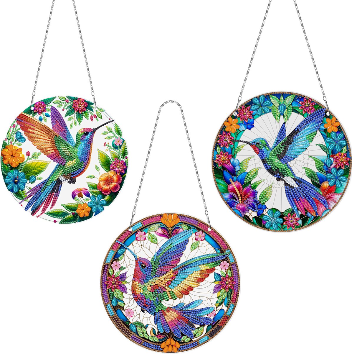 Adorzy Adorzy Diamond Painting Raamhangers – 3 stuks – Zonvanger - Diamond Painting Volwassenen – Diamond Painting Kinderen – Raamhangers Vogels