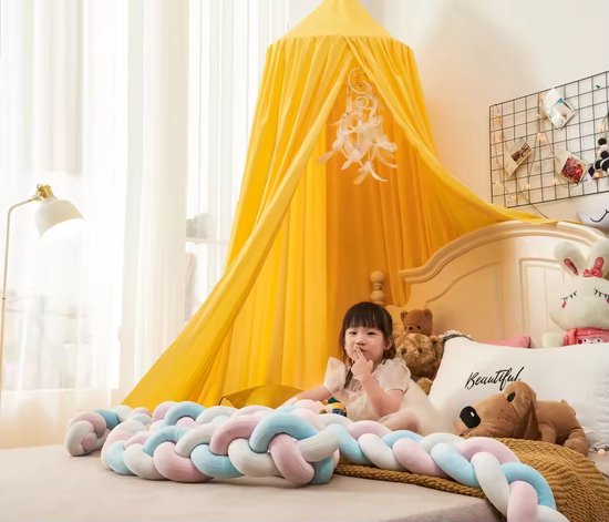 IL BAMBINI - Grote Baby Klamboe voor Babykamer - Babybedje - Geel - Polyester - kraamcadeau - hemeltje - kinderkamer — afbeelding 4