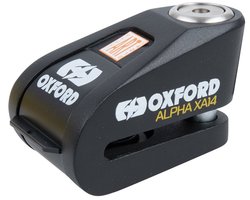 Oxford XA14 Alarm | ART 4 Gekeurd Schijfremslot / Motorslot | Goedgekeurd voor de verzekering | 3 sleutels | Lichtgewicht Remschijf Slot | Met Alarm | Reminderkabel | Zwart
