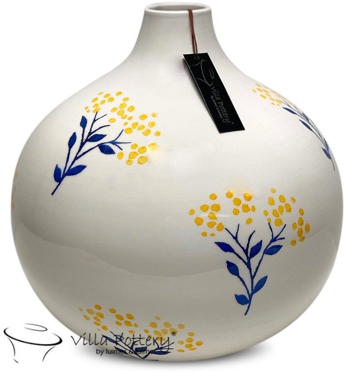 Villa Pottery Rosario bloemen vaas 35x30 blauw