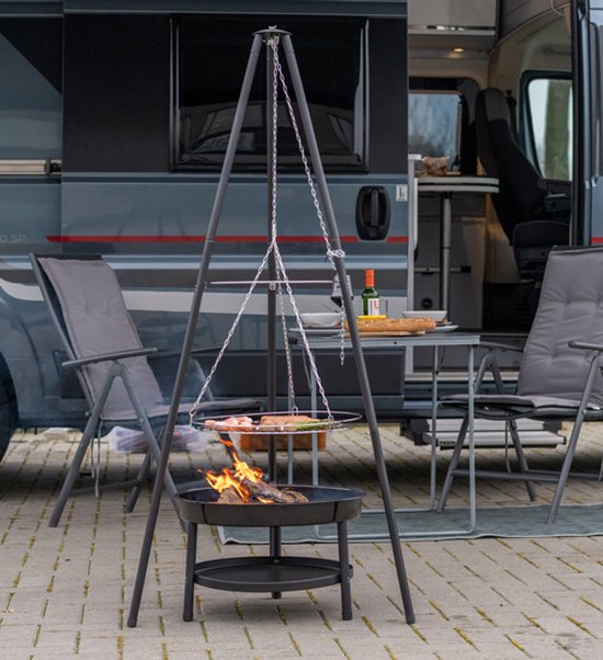 Zwenkgrill met vuurschaal, grill driepoot voor