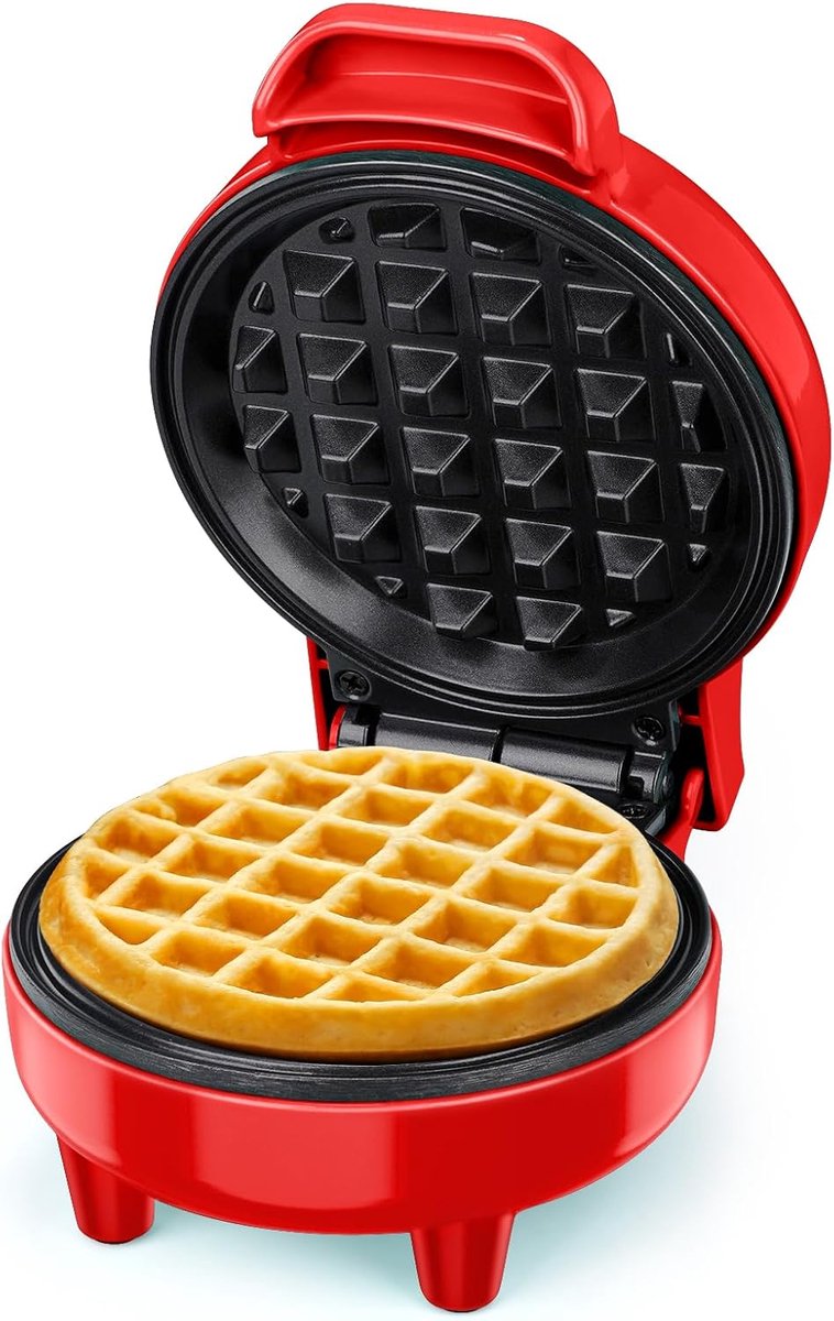 Mini Wafelijzer 550W - Antiaanbak, Automatische Temperatuur, Compact Design