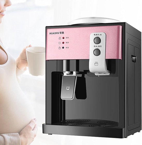 Elektrische waterdispenser voor warm en koud water, 220 V, 550 W, elektrische waterdispenser met afneembare wateropvangbak en stofdeur, waterdispenser voor bureaus, nachtkastjes en salontafels