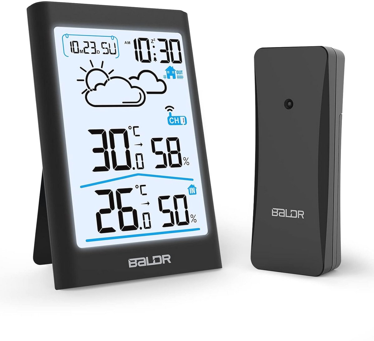 Draadloos Weerstation met Binnen- en Buitensensor, Thermometer en Hygrometer, Digitale Klok met Alarm en Snooze