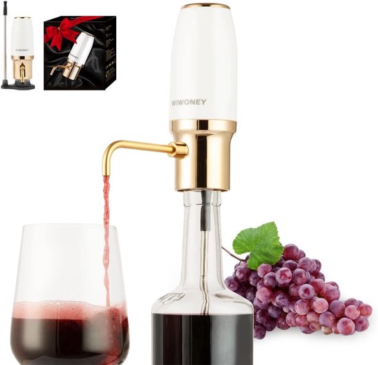 Cosyall Elektrische decanter, Elektrische wijnbeluchter, automatische wijndispenser met één knop, snelle zuurstofverrijking van rode wijn, voor mannen, vrouwen, familiefeest, cadeau (Rood
