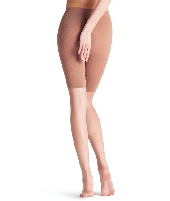 Dames in een nude, knielange shapewear, gezien vanaf de achterkant.