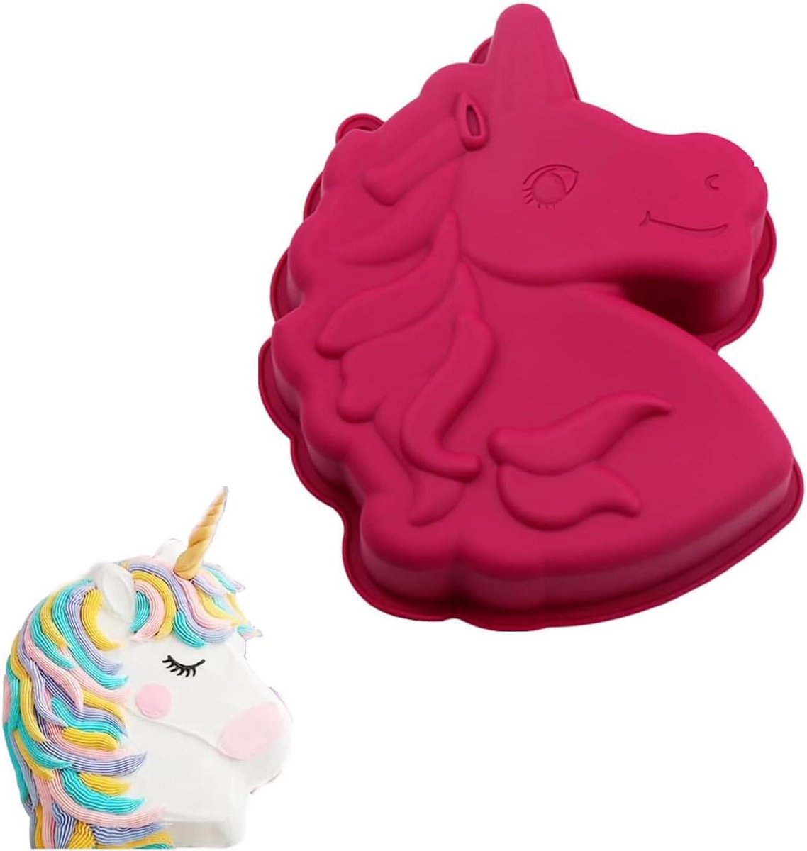 Eenhoorn bakvorm - 3D-taartvorm - geschikt voor kinderverjaardag - rood - siliconen