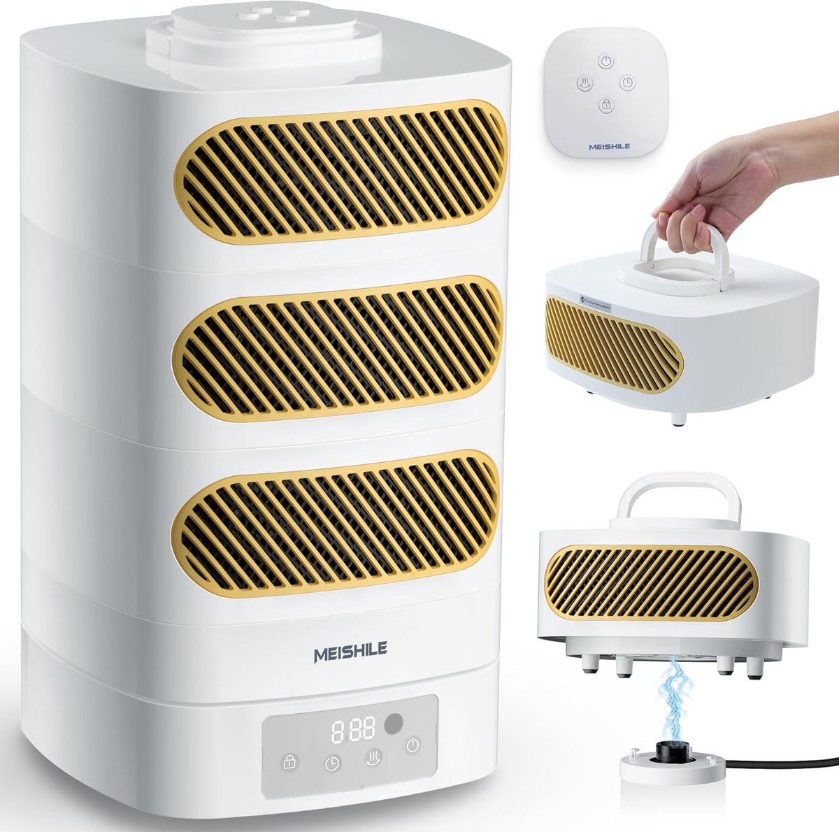 Scheidbare elektrische radiator 1350W - Stil en veilig met ventilator voor badkamer en kantoor