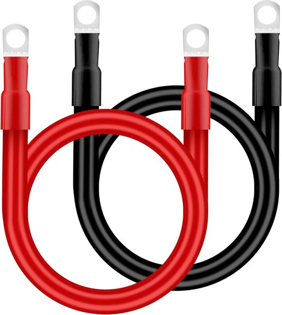 EXODA Batterijkabel 35 Mm² – 80 Cm – Met M10 Ringogen – Rood – Koperen Stroomkabel – H07VK – Voor Auto, Boot, Camper En Zonne-energie