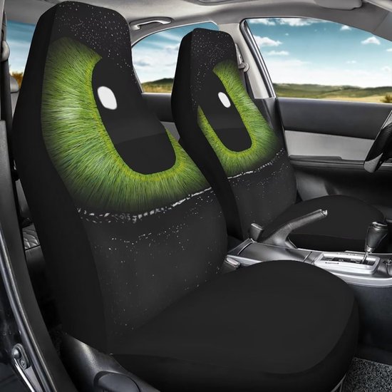 Chaqlin 3D Denim Kattenprint autostoelhoes volledige set 2 stuks voor vrouwen mannen universele autostoelhoezen duurzaam antislip autovoorstoelen hoes bescherming